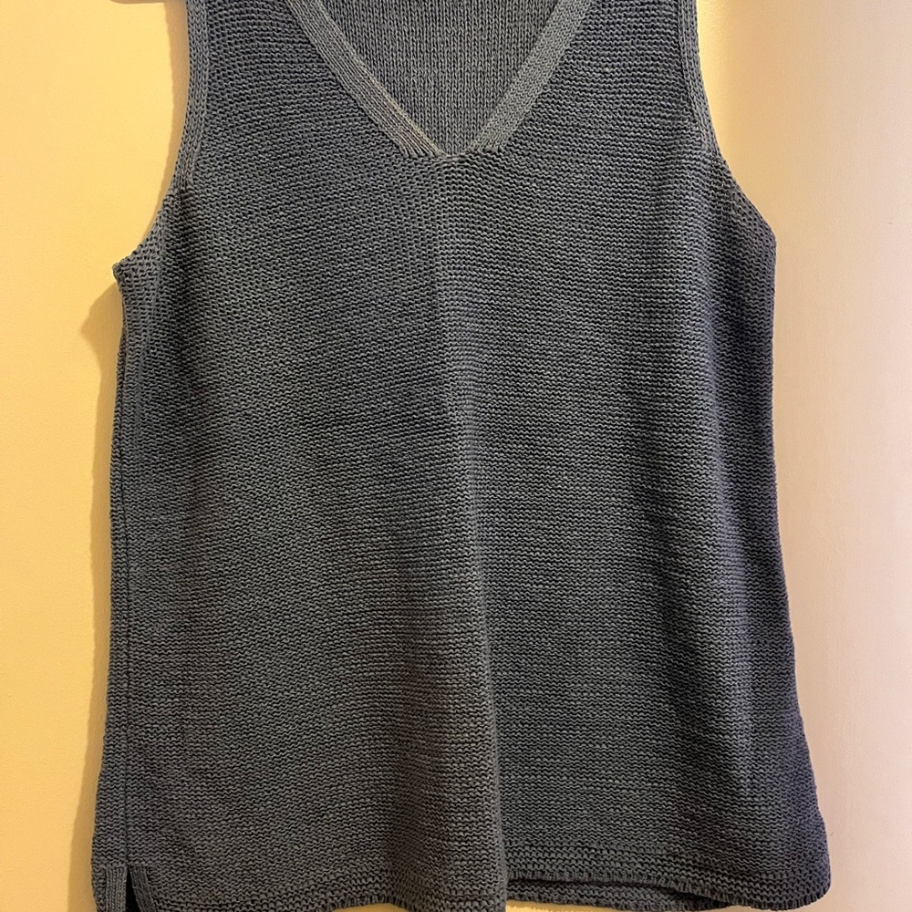 J. Jill Women's Soft Blue and Sage Knit sleeveless Sweaters.